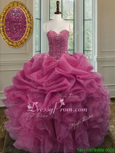 Customized Lilac Sleeveless Organza Lace Up Quinceanera Dress forMilitary Ball and Sweet 16 and Quinceanera