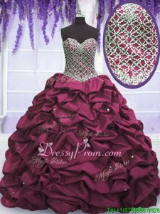 Lovely Floor Length Ball Gowns Sleeveless Burgundy Quinceanera Gown Lace Up