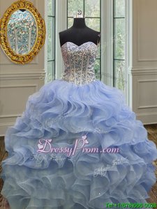 Stylish Sleeveless Beading and Ruffles Lace Up Sweet 16 Dress