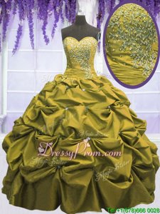 Floor Length Ball Gowns Sleeveless Olive Green 15 Quinceanera Dress Lace Up
