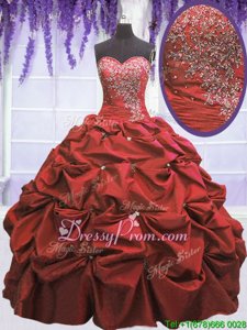 Superior Ball Gowns Vestidos de Quinceanera Coral Red Sweetheart Taffeta Sleeveless Floor Length Lace Up