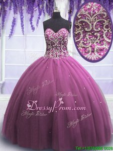 Admirable Spring and Summer and Fall and Winter Tulle Sleeveless Floor Length Quince Ball Gowns andBeading