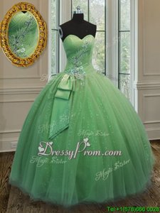 Custom Made Sweetheart Sleeveless Lace Up 15 Quinceanera Dress Yellow Green Tulle