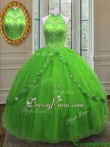 Lovely Floor Length Ball Gowns Sleeveless Spring Green Vestidos de Quinceanera Lace Up