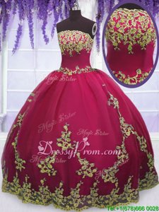 Stylish Sleeveless Floor Length Appliques Zipper 15th Birthday Dress with Fuchsia