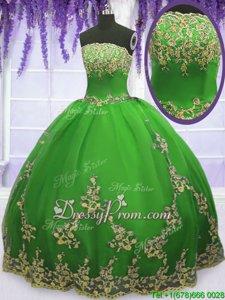 Colorful Spring and Summer and Fall and Winter Tulle Sleeveless Floor Length Sweet 16 Dresses andAppliques