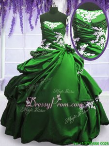Pretty Ball Gowns Sweet 16 Dresses Spring Green Strapless Taffeta Sleeveless Floor Length Lace Up