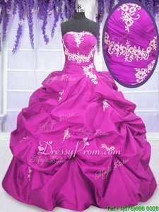 Sexy Floor Length Fuchsia Sweet 16 Dress Strapless Sleeveless Lace Up