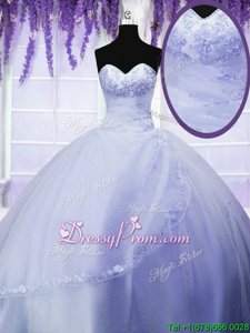 New Arrival Sweetheart Sleeveless Lace Up Vestidos de Quinceanera Purple Tulle