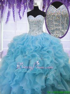 Simple Sleeveless Ruffles and Sequins Lace Up Ball Gown Prom Dress