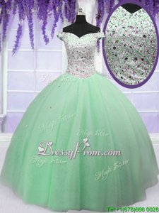 Smart Sleeveless Beading Lace Up Quince Ball Gowns