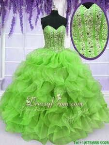 Fantastic Floor Length Ball Gowns Sleeveless Spring Green Ball Gown Prom Dress Lace Up