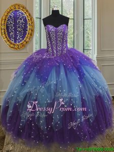 Traditional Floor Length Ball Gowns Sleeveless Multi-color 15 Quinceanera Dress Lace Up