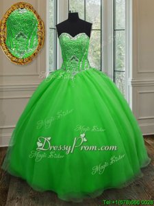 Spectacular Spring Green Sleeveless Beading and Belt Floor Length Quinceanera Dresses