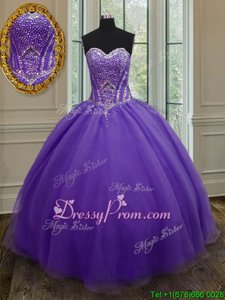 Superior Eggplant Purple Sweetheart Neckline Beading 15th Birthday Dress Sleeveless Lace Up