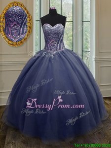 Most Popular Ball Gowns Quinceanera Dresses Purple Sweetheart Organza Sleeveless Floor Length Lace Up