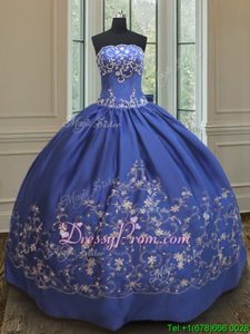 Custom Fit Royal Blue Sleeveless Satin Lace Up 15 Quinceanera Dress forMilitary Ball and Sweet 16 and Quinceanera