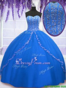 Sleeveless Lace Up Floor Length Beading and Sequins Vestidos de Quinceanera