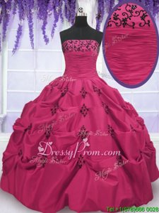 Captivating Hot Pink Sleeveless Embroidery and Pick Ups Floor Length Sweet 16 Dress