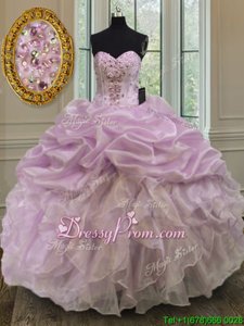 High Quality Floor Length Ball Gowns Sleeveless Lilac Sweet 16 Quinceanera Dress Lace Up
