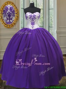 Custom Designed Taffeta Sweetheart Sleeveless Lace Up Beading Quinceanera Gown inEggplant Purple