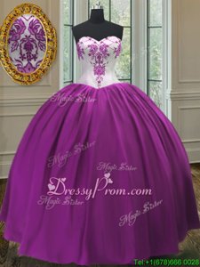 Fashion Purple Ball Gowns Beading Sweet 16 Quinceanera Dress Lace Up Taffeta Sleeveless Floor Length