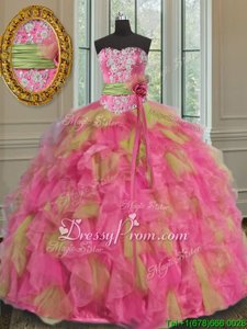 Hot Sale Floor Length Lace Up Vestidos de Quinceanera Multi-color and In forMilitary Ball and Sweet 16 and Quinceanera withBeading and Ruffles and Sequins