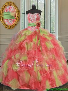 Floor Length Ball Gowns Sleeveless Multi-color 15th Birthday Dress Lace Up