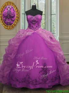 Spring and Summer and Fall and Winter Organza Sleeveless With Train Quinceanera Gowns Court Train andBeading and Appliques and Pick Ups