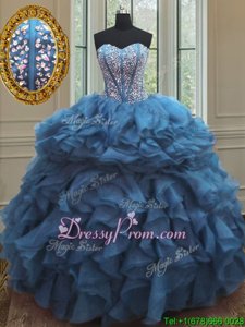 Perfect Floor Length Teal 15 Quinceanera Dress Sweetheart Sleeveless Lace Up