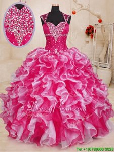 Fantastic Sleeveless Lace Up Floor Length Beading and Ruffles Sweet 16 Quinceanera Dress