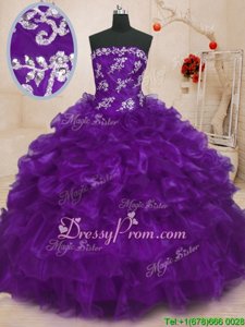 Most Popular Floor Length Ball Gowns Sleeveless Purple Quinceanera Dress Lace Up