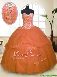 Spring and Summer and Fall and Winter Tulle Sleeveless Floor Length 15 Quinceanera Dress andSequins and Pick Ups