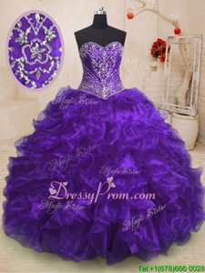 Vintage With Train Purple Quinceanera Dresses Sweetheart Sleeveless Sweep Train Lace Up