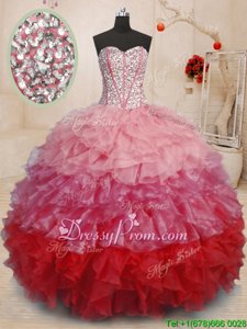 Clearance Ball Gowns Quince Ball Gowns Multi-color Sweetheart Organza Sleeveless Floor Length Lace Up
