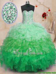 Hot Sale Multi-color Sweetheart Neckline Ruffles Vestidos de Quinceanera Sleeveless Lace Up