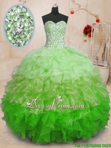 Sweetheart Sleeveless Lace Up Quinceanera Dresses Multi-color Organza