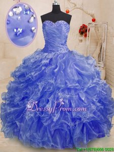 Dazzling Purple Quinceanera Gowns Military Ball and Sweet 16 and Quinceanera and For withBeading and Ruffles Sweetheart Sleeveless Lace Up