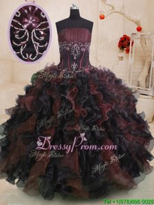 Ideal Beading and Ruffles Quinceanera Dresses Multi-color Lace Up Sleeveless Floor Length