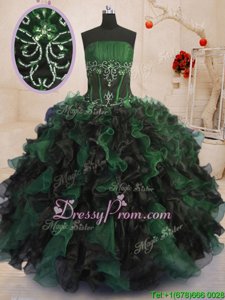 Colorful Multi-color Sleeveless Floor Length Beading and Ruffles Lace Up Quinceanera Dresses