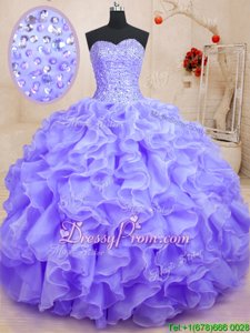 Stylish Sleeveless Beading and Ruffles Lace Up Sweet 16 Dress