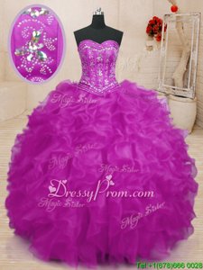 Luxurious Spring and Summer and Fall and Winter Organza Sleeveless Floor Length Quinceanera Gowns andBeading and Ruffles