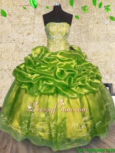 Custom Designed Sleeveless Beading and Embroidery Lace Up Quinceanera Gowns