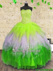 Superior Floor Length Ball Gowns Sleeveless Multi-color Quinceanera Gown Lace Up