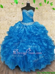 Fantastic Sweetheart Sleeveless Organza Sweet 16 Quinceanera Dress Beading and Ruching Lace Up