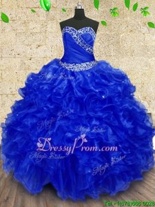 Smart Sleeveless Lace Up Floor Length Beading and Ruffles and Ruching Quinceanera Gown