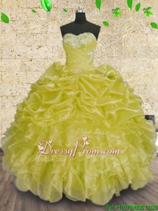 Smart Sleeveless Floor Length Beading and Appliques and Ruffles and Ruching Lace Up Sweet 16 Dresses with Green