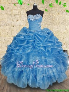Colorful Spring and Summer and Fall and Winter Organza Sleeveless Floor Length Sweet 16 Dresses andBeading and Appliques and Ruffles and Ruching
