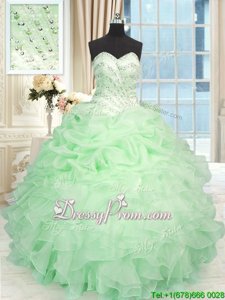 Wonderful Sleeveless Beading and Ruffles Lace Up Quinceanera Dresses