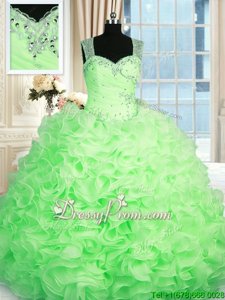 Custom Designed Floor Length Spring Green Vestidos de Quinceanera Straps Sleeveless Zipper